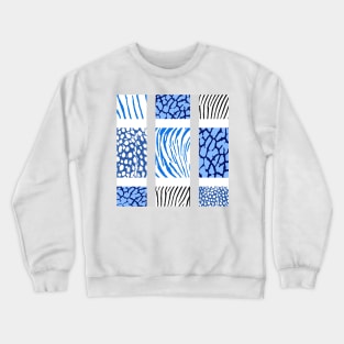 White and Blues Mixed Animal Print Crewneck Sweatshirt